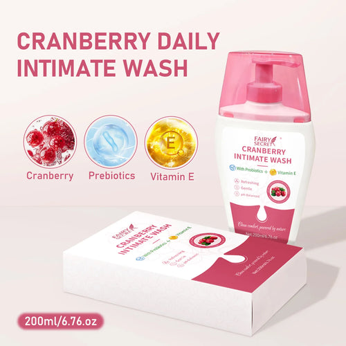 FairySecret® Cranberry Feminine Wash | Probiotic + Vitamin E | pH-Balanced Daily Cleanser
