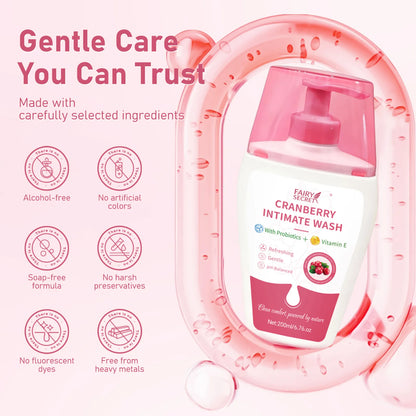 FairySecret® Cranberry Feminine Wash | Probiotic + Vitamin E | pH-Balanced Daily Cleanser