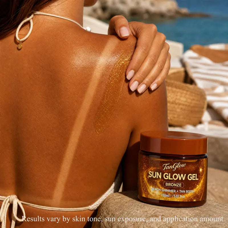 TanGlow Sun Glow Tanning Gel, Tanning Accelerator& Golden Shimmer for Outdoor Sun Tanning