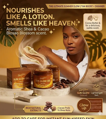 TanGlow Sun Glow Tanning Gel, Tanning Accelerator& Golden Shimmer for Outdoor Sun Tanning